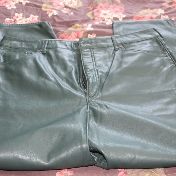 Express Green Leather Pants - Picture 1 of 4